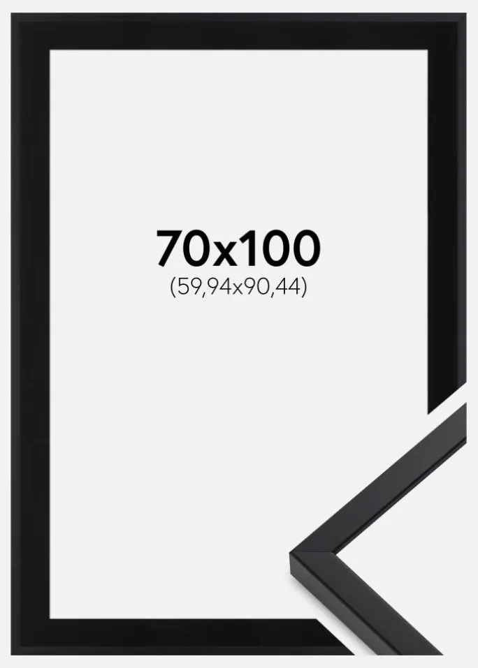 Ramme E-Line Wide Sort 70x100 cm - Passepartout Sort 24x36 inches