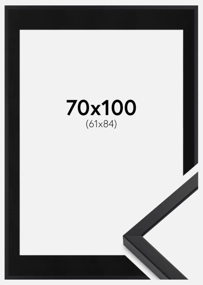 Ramme E-Line Wide Sort 70x100 cm - Passepartout Sort 62x85 cm