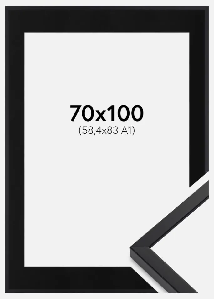 Ramme E-Line Wide Sort 70x100 cm - Passepartout Sort 59,4x84 cm (A1)
