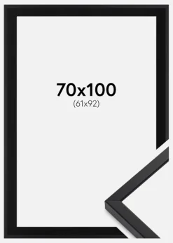 Ramme E-Line Wide Sort 70x100 cm - Passepartout Sort 62x93 cm