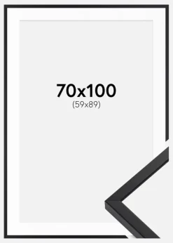 Ramme E-Line Wide Sort 70x100 cm - Passepartout Hvid 60x90 cm