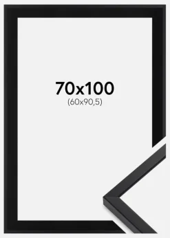 Ramme E-Line Wide Sort 70x100 cm - Passepartout Sort 61x91,5 cm