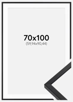Ramme E-Line Wide Sort 70x100 cm - Passepartout Hvid 24x36 inches