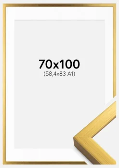 Ramme Falun Guld 70x100 cm - Passepartout Hvid 59,4x84 cm (A1)