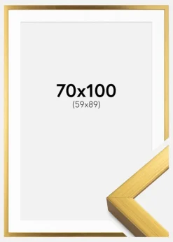 Ramme Falun Guld 70x100 cm - Passepartout Hvid 60x90 cm