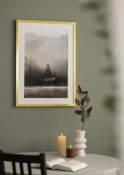 Ramme Falun Guld 70x100 cm - Passepartout Hvid 60x90 cm