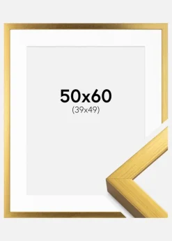 Ramme Falun Guld 50x60 cm - Passepartout Hvid 40x50 cm
