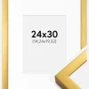 Ramme Falun Guld 24x30 cm - Passepartout Hvid 6x8 inches