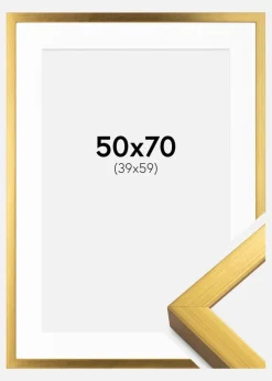 Ramme Falun Guld 50x70 cm - Passepartout Hvid 40x60 cm