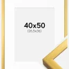 Ramme Falun Guld 40x50 cm - Passepartout Hvid 27,5x37 cm