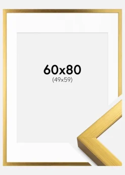 Ramme Falun Guld 60x80 cm - Passepartout Hvid 50x60 cm