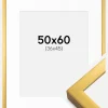 Ramme Falun Guld 50x60 cm - Passepartout Hvid 37x46 cm