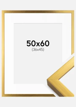 Ramme Falun Guld 50x60 cm - Passepartout Hvid 37x46 cm