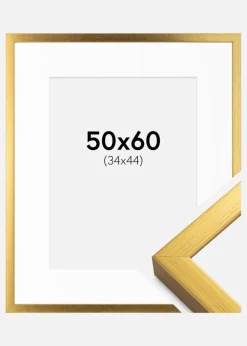 Ramme Falun Guld 50x60 cm - Passepartout Hvid 35x45 cm