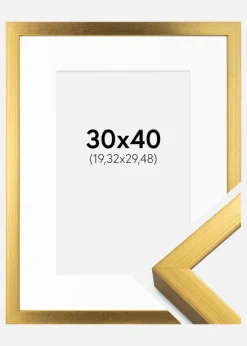 Ramme Falun Guld 30x40 cm - Passepartout Hvid 8x12 inches
