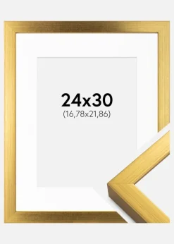 Ramme Falun Guld 24x30 cm - Passepartout Hvid 7x9 inches