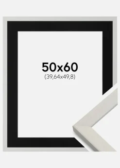 Ramme Fiorito Hvid 50x60 cm - Passepartout Sort 16x20 inches