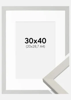 Ramme Fiorito Hvid 30x40 cm - Passepartout Hvid 21x29,7 cm (A4)