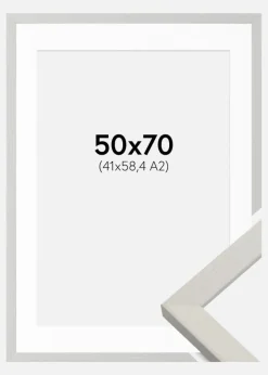 Ramme Fiorito Hvid 50x70 cm - Passepartout Hvid 42x59,4 cm (A2)