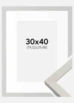 Ramme Fiorito Hvid 30x40 cm - Passepartout Hvid 8x12 inches