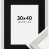 Ramme Fiorito Hvid 30x40 cm - Passepartout Sort 21x29,7 cm (A4)