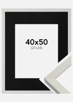 Ramme Fiorito Hvid 40x50 cm - Passepartout Sort 28x35 cm