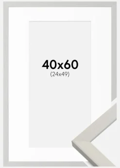 Ramme Fiorito Hvid 40x60 cm - Passepartout Hvid 25x50 cm