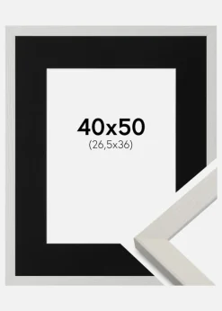 Ramme Fiorito Hvid 40x50 cm - Passepartout Sort 27,5x37 cm
