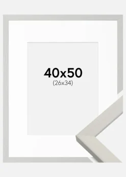 Ramme Fiorito Hvid 40x50 cm - Passepartout Hvid 27x35 cm