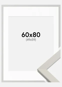 Ramme Fiorito Hvid 60x80 cm - Passepartout Hvid 50x60 cm