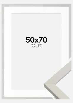 Ramme Fiorito Hvid 50x70 cm - Passepartout Hvid 40x60 cm