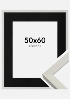 Ramme Fiorito Hvid 50x60 cm - Passepartout Sort 37x46 cm