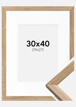 Ramme Fiorito Lys Eg 30x40 cm - Passepartout Hvid 20x28 cm