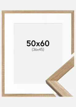 Ramme Fiorito Lys Eg 50x60 cm - Passepartout Hvid 37x46 cm