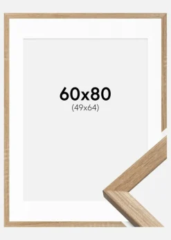 Ramme Fiorito Lys Eg 60x80 cm - Passepartout Hvid 50x65 cm