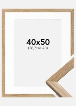 Ramme Fiorito Lys Eg 40x50 cm - Passepartout Hvid 29,7x42 cm (A3)