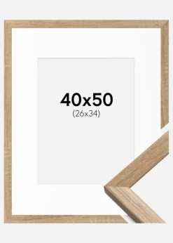 Ramme Fiorito Lys Eg 40x50 cm - Passepartout Hvid 27x35 cm