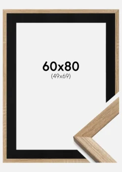 Ramme Fiorito Lys Eg 60x80 cm - Passepartout Sort 50x70 cm