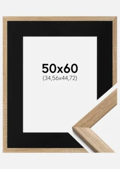 Ramme Fiorito Lys Eg 50x60 cm - Passepartout Sort 14x18 inches