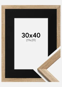 Ramme Fiorito Lys Eg 30x40 cm - Passepartout Sort 20x30 cm