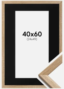 Ramme Fiorito Lys Eg 40x60 cm - Passepartout Sort 25x50 cm