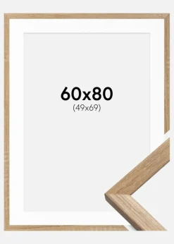 Ramme Fiorito Lys Eg 60x80 cm - Passepartout Hvid 50x70 cm