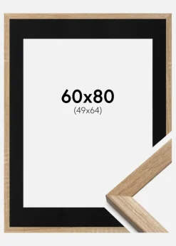 Ramme Fiorito Lys Eg 60x80 cm - Passepartout Sort 50x65 cm