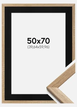 Ramme Fiorito Lys Eg 50x70 cm - Passepartout Sort 16x24 inches