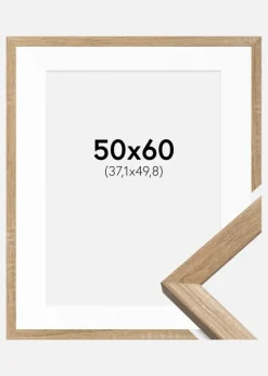 Ramme Fiorito Lys Eg 50x60 cm - Passepartout Hvid 15x20 inches