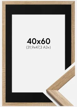 Ramme Fiorito Lys Eg 40x60 cm - Passepartout Sort 32,9x48,3 cm (A3+)