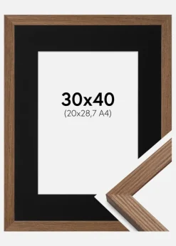 Ramme Fiorito Mørk Eg 30x40 cm - Passepartout Sort 21x29,7 cm (A4)