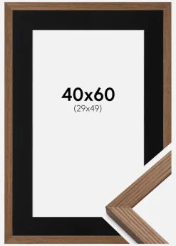 Ramme Fiorito Mørk Eg 40x60 cm - Passepartout Sort 30x50 cm