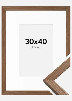 Ramme Fiorito Mørk Eg 30x40 cm - Passepartout Hvid 18x27 cm