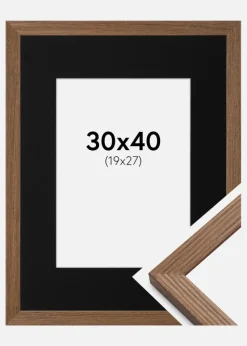 Ramme Fiorito Mørk Eg 30x40 cm - Passepartout Sort 20x28 cm